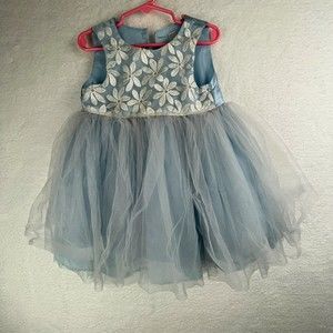 Cherokee Floral Girls Dress Size 3 T Blue Green Teal